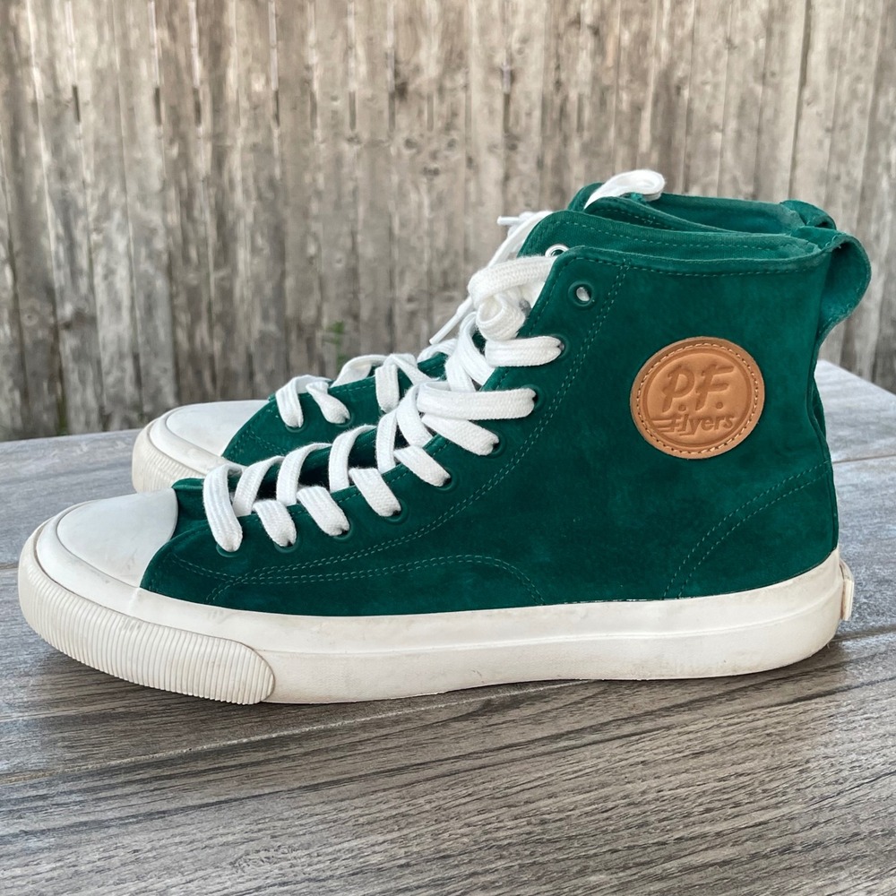 PF Flyers Center Hi Sneakers Men 8.5 Green Suede Leather High Top AA22S1AV Shoes - Picture 3 of 13